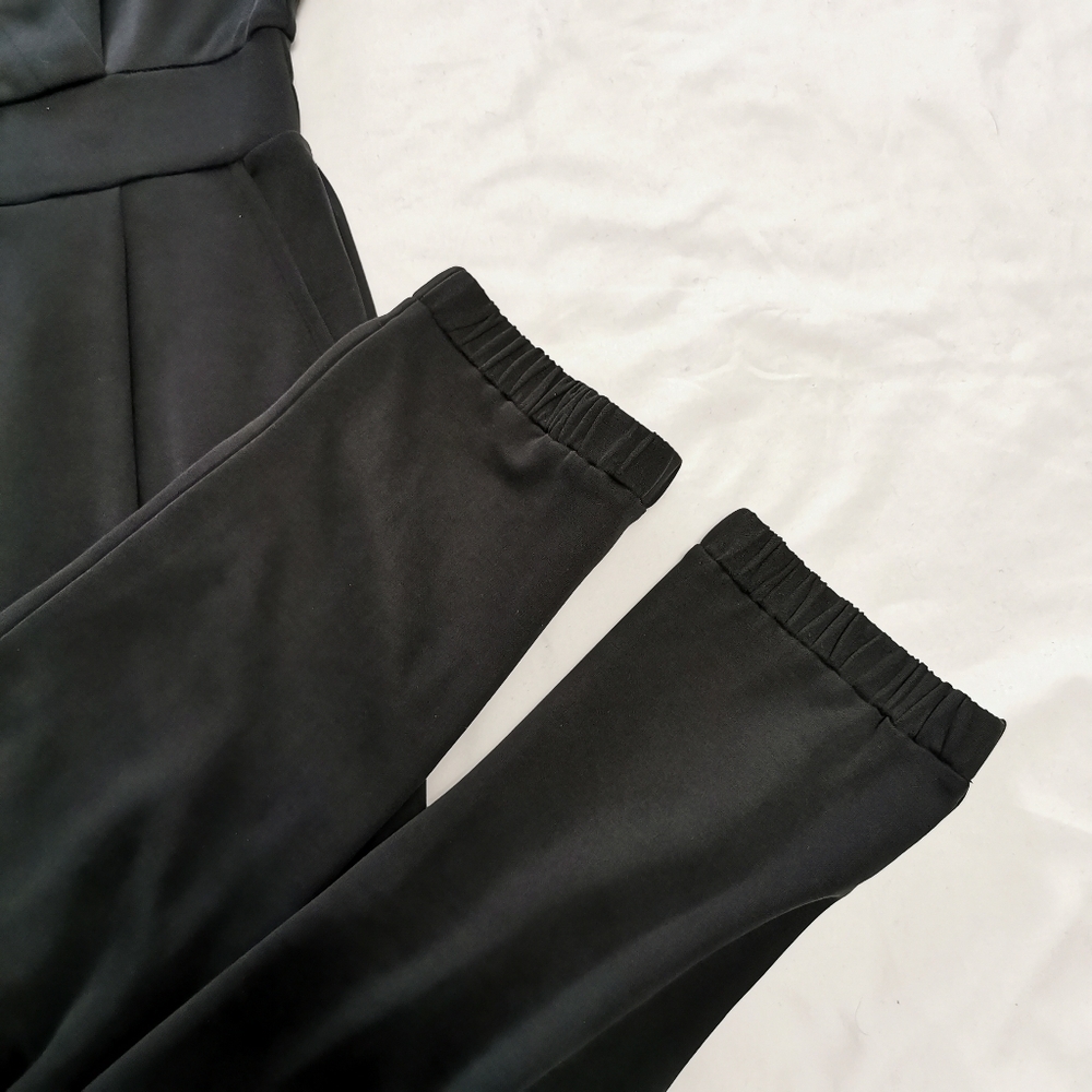 RW&CO Faux Wrap Tapered Leg Jumpsuit Black Small Petite (SP) - Picture 3 of 11